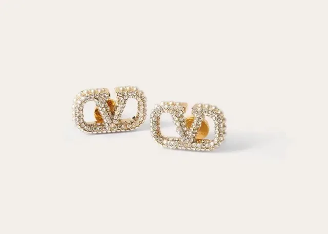 Gold-Tone Pavé and Pearl Geometric Stud Earrings 3