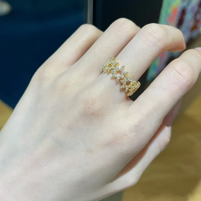 Gold-Tone Pavé Floral Cluster Ring 4