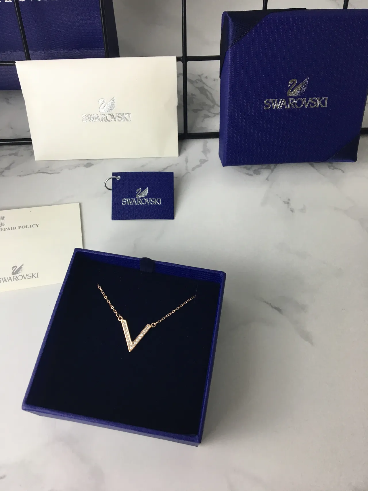Gold-Tone V-Shaped Pavé Stone Pendant Necklace 5