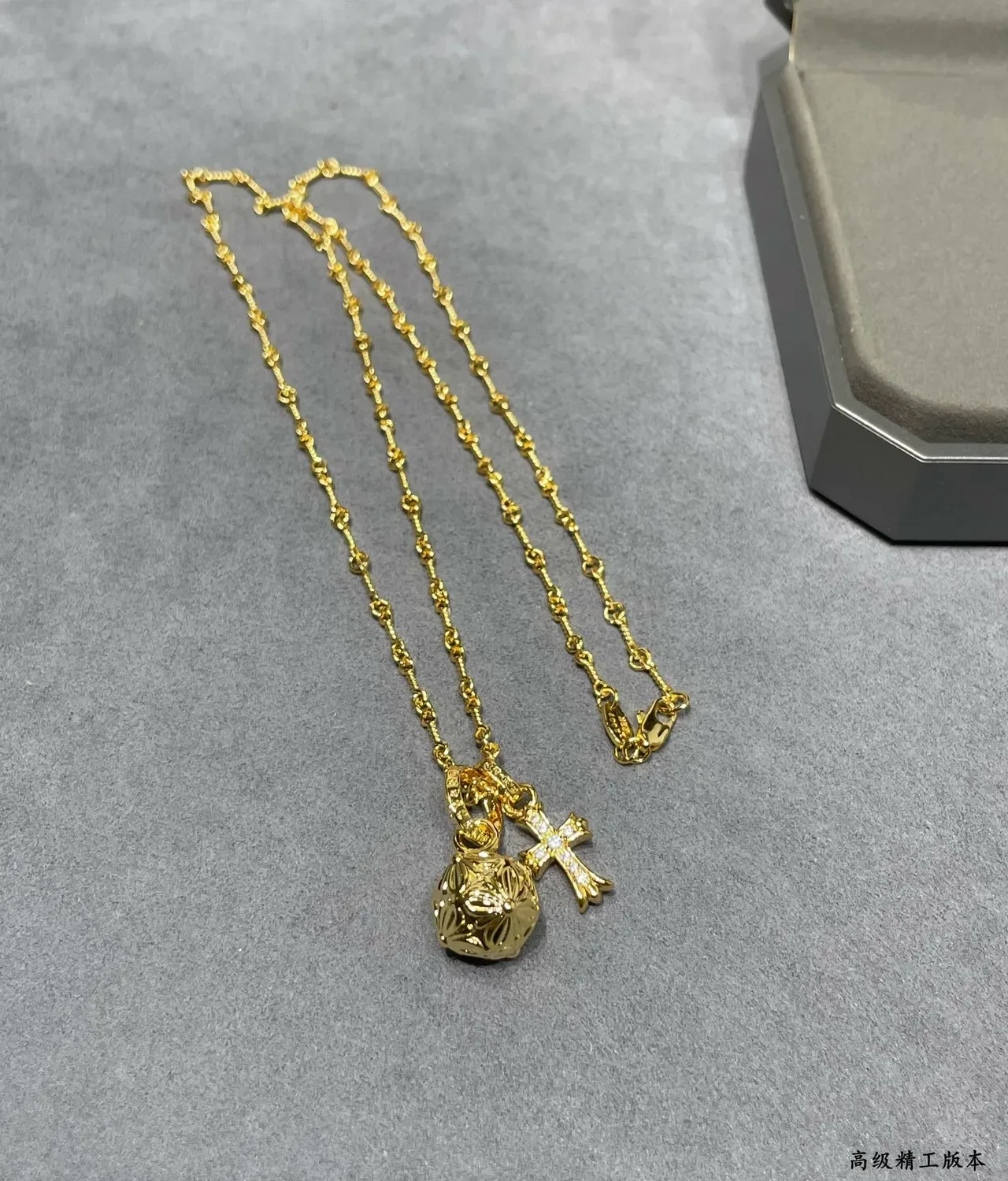 Gold White Twisted Rope Chain Pavé-Set Cross Pendant Necklace 8