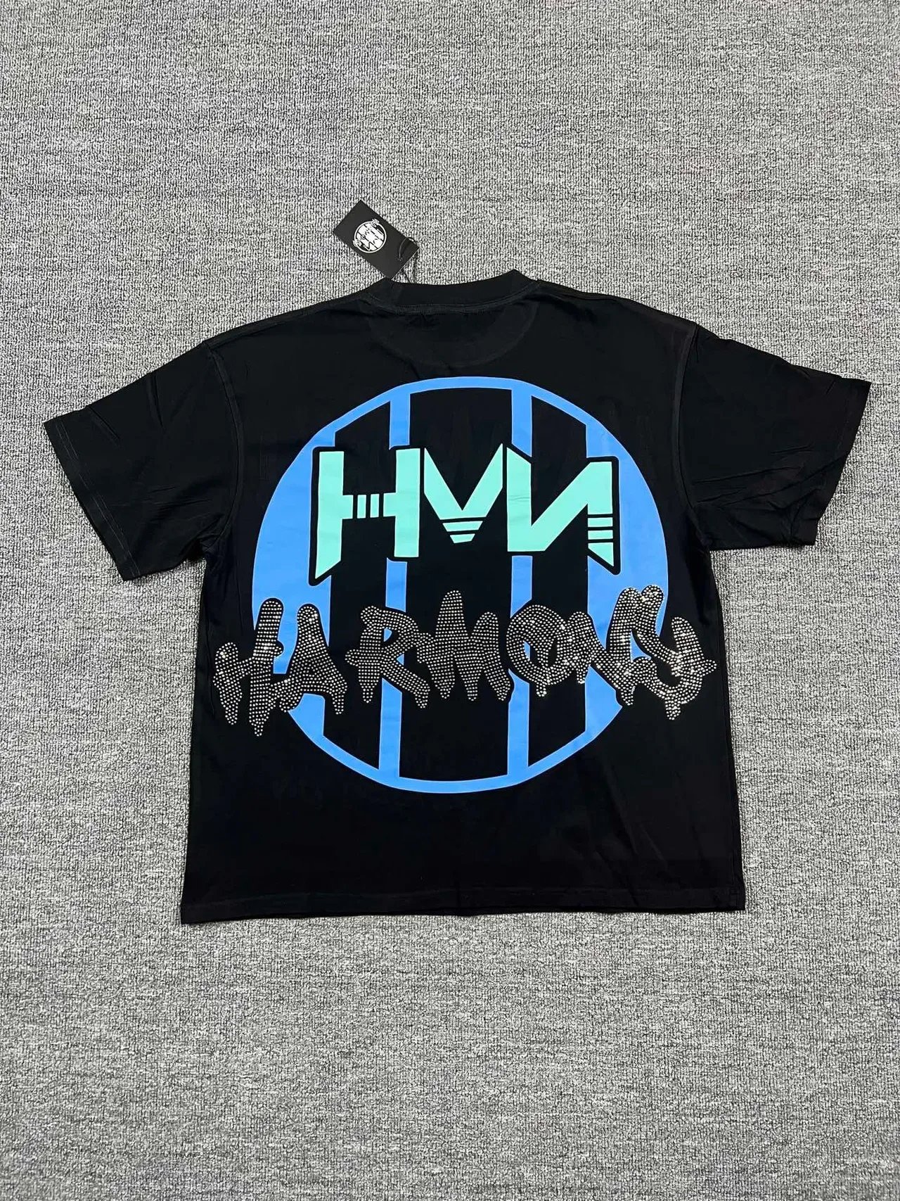 Graphic-Print Rhinestone-Accented Rock-Themed Oversized T-Shirt 3