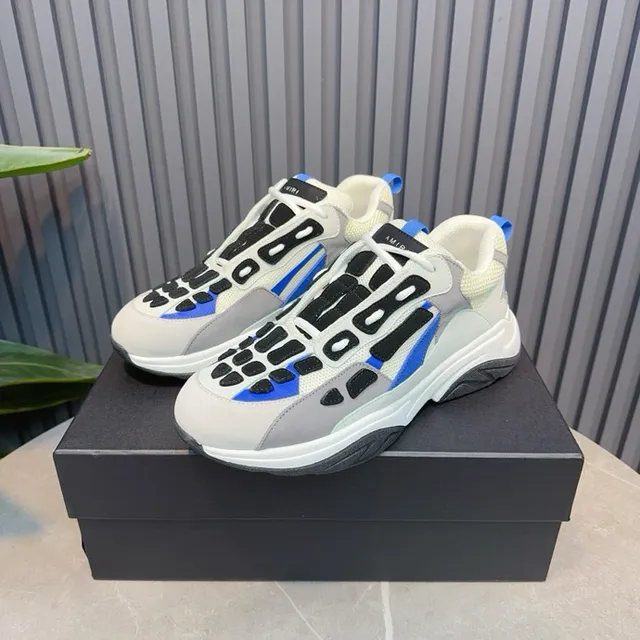 Gray Blue Oversized Silhouette Multi-Layered Cage Overlay Chunky Sneakers 8