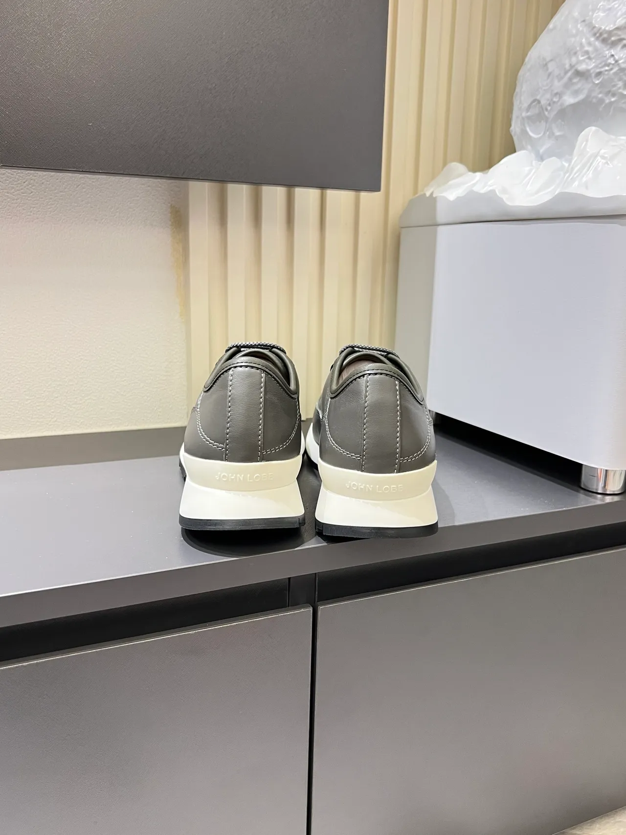Gray Leather Paneled Low-Top Lifestyle Sneakers 2