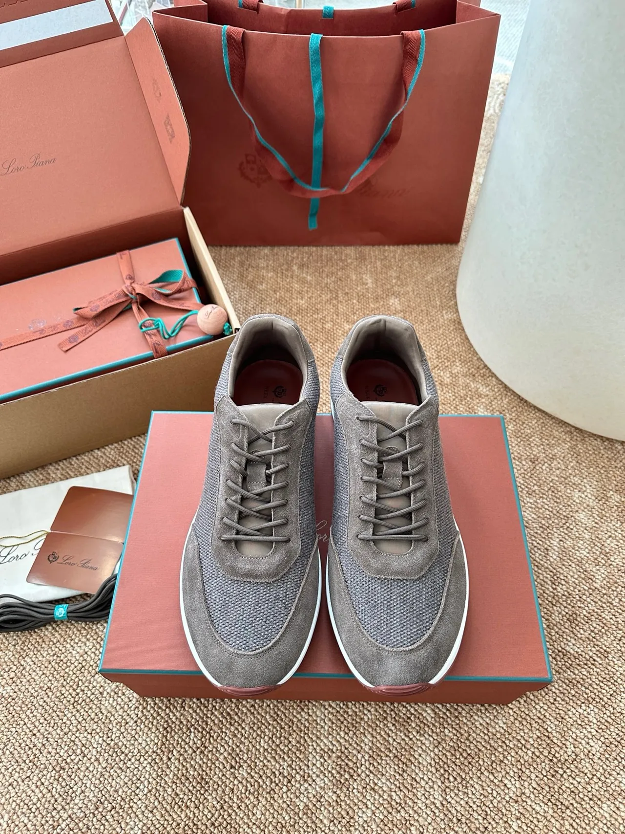 Gray Mesh and Suede Low-Top Lifestyle Sneakers 6