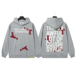 Gray Red Graphic-Print Oversized Fit Hoodie by Generic — hoodies supplier, yupoo album photo