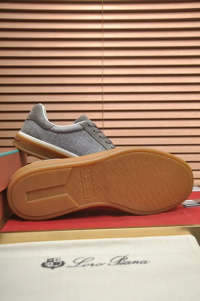 Gray Textile-Suede Low-Top Gum Sole Sneaker 3