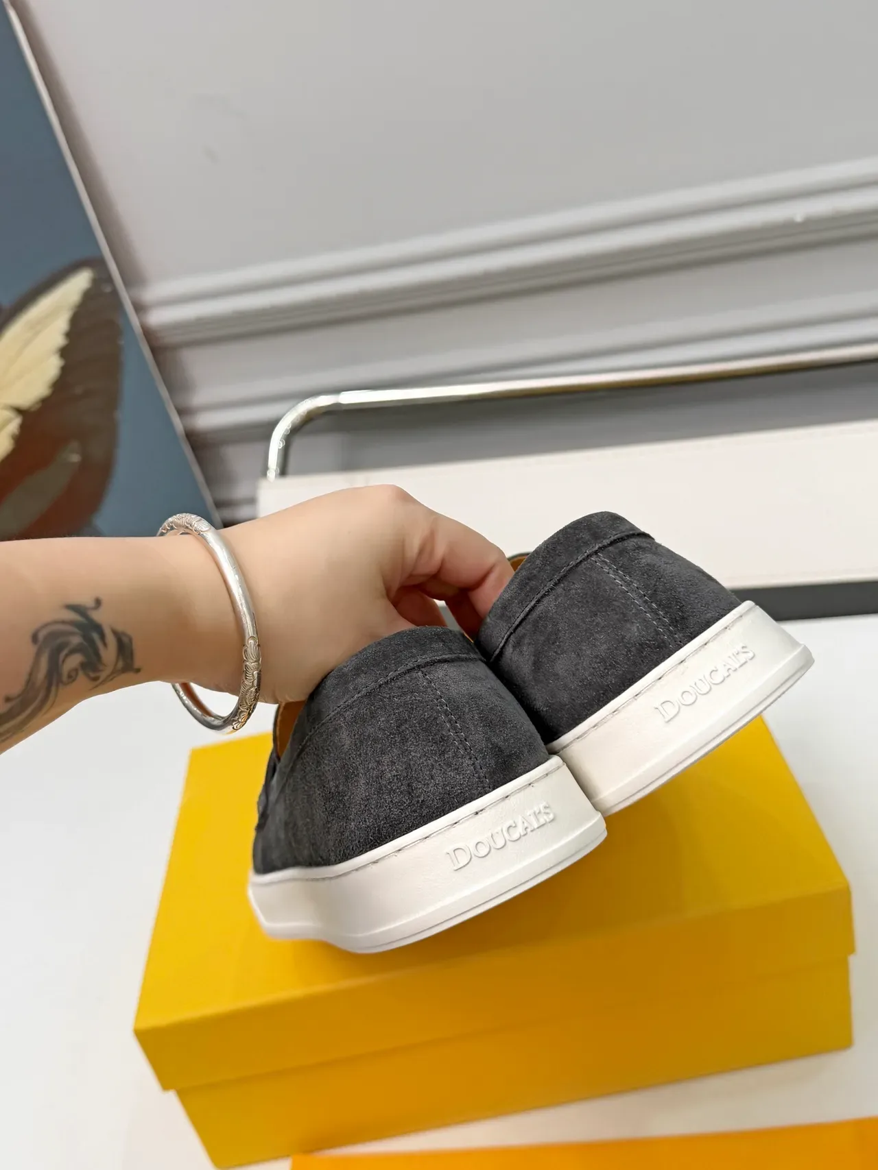 Gray White Suede Upper Penny Strap Loafer 3