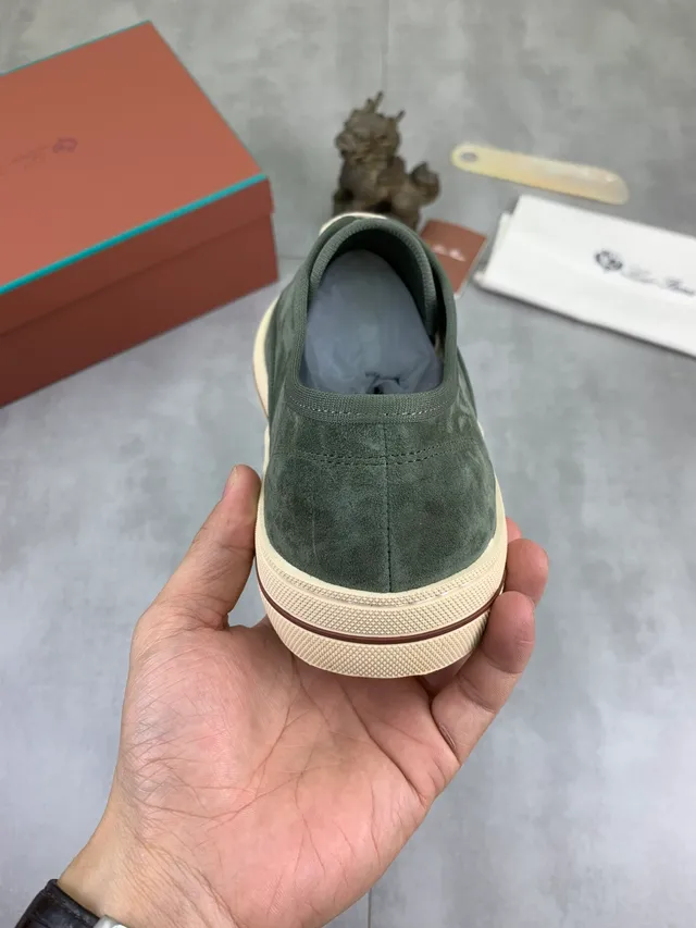绿色米色麂皮鞋面杯底帆布鞋 3