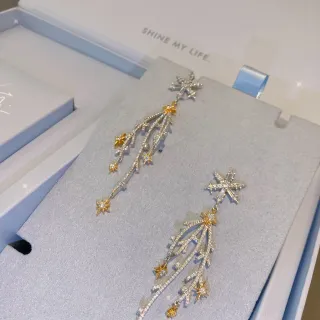 HEFANG Brincos com Estrela de Cristal e Galho Pendentes