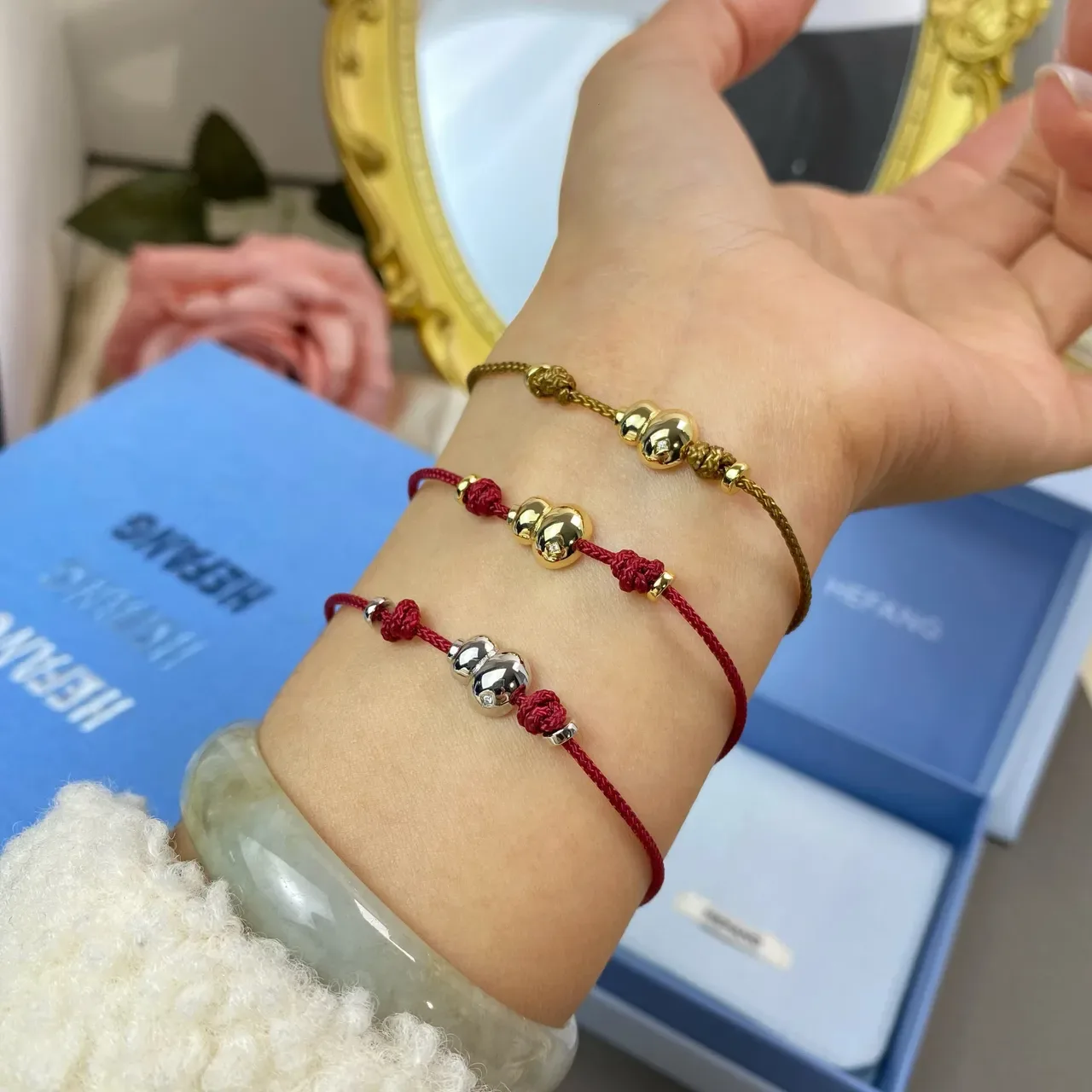 HEFANG Double Sphere Knot Braided Cord Bracelet 2