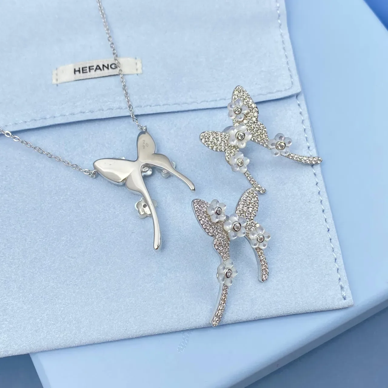 HEFANG Floral Crystal Pavé Pearl Earrings 5