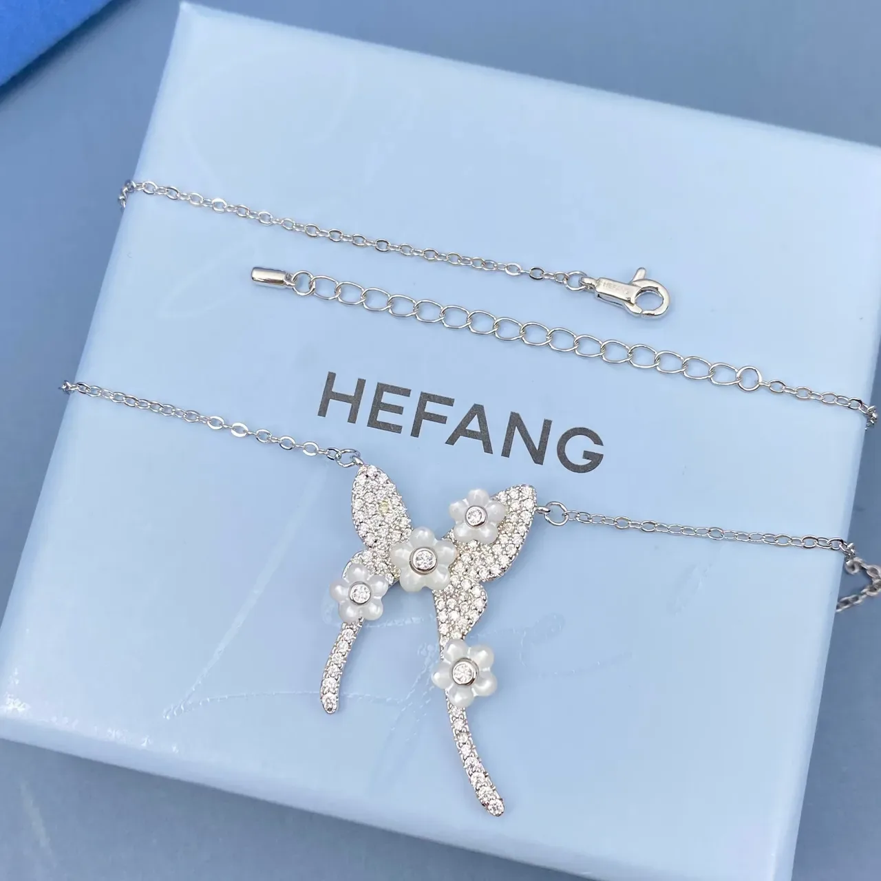 HEFANG Floral Crystal Pavé Pearl Earrings 9