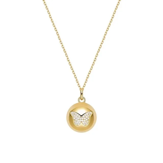 HEFANG Pendentif Locket Papillon Doré 2