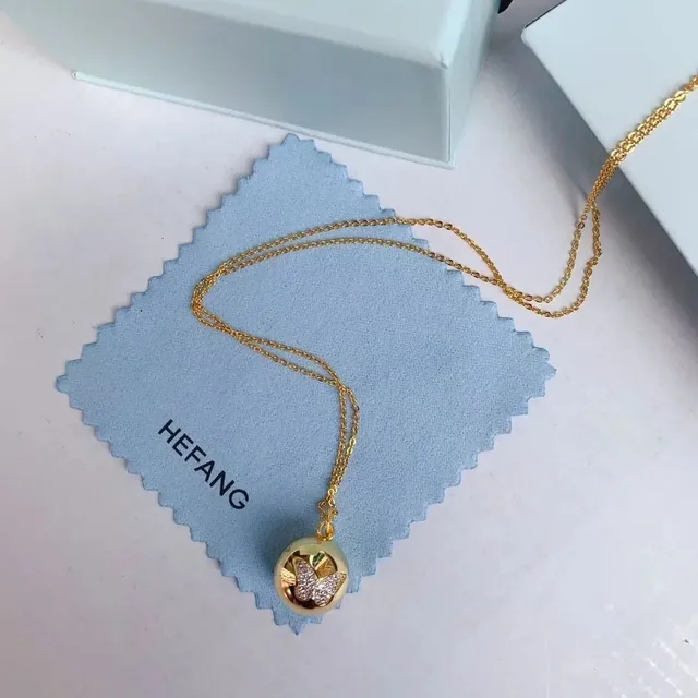 HEFANG Pendentif Locket Papillon Doré 3