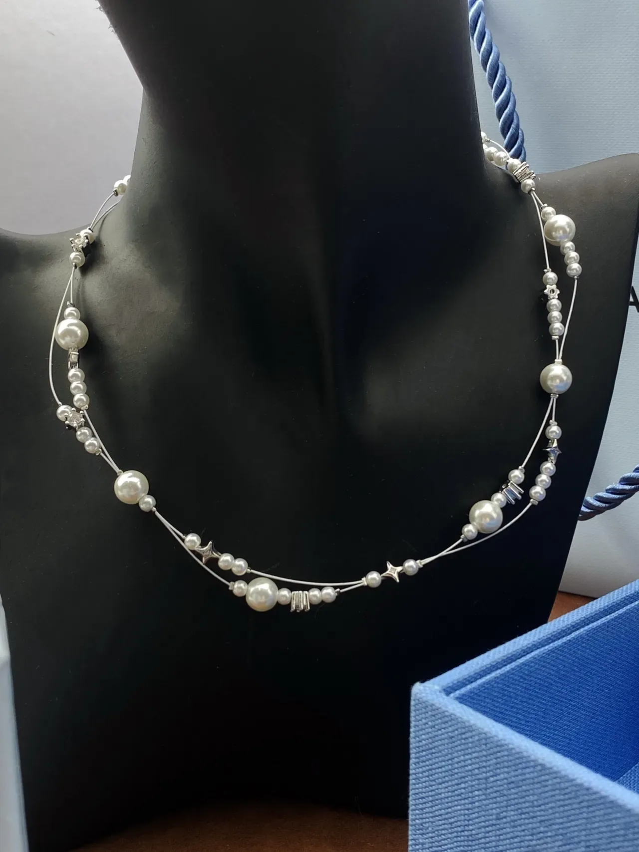 HEFANG Multi-Strand Pearl and Crystal Necklace 3