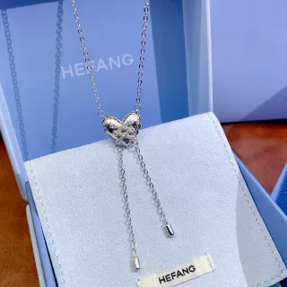 HEFANG Collier pendentif en forme de coeur argent bleu pave-set pierres