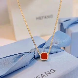 HEFANG বর্গাকার লাল ক্যাবোচন পেভ হ্যালো হার