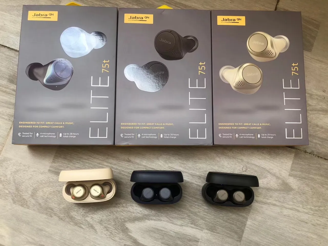 Jabra Elite 75t Black Compact Ergonomic Fit Magnetic Charging Case TWS Earbuds 6