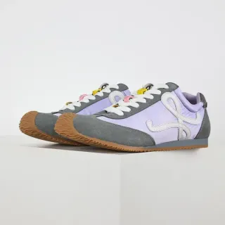 Lavender and Gray Mixed-Material Low-Top Lifestyle Sneakers