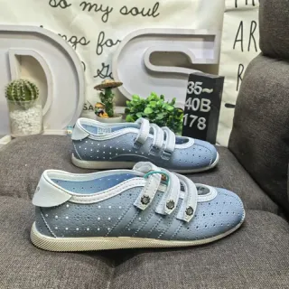 Light Blue Perforated Strap Mary Jane Shoes