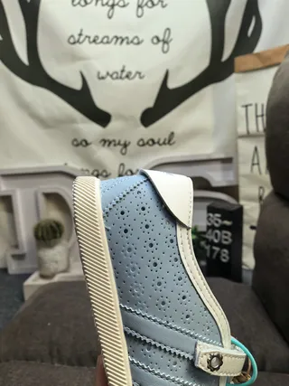 Light Blue Perforated Strap Mary Jane Shoes 3