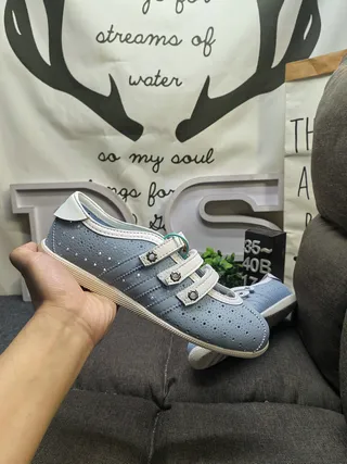 Light Blue Perforated Strap Mary Jane Shoes 5