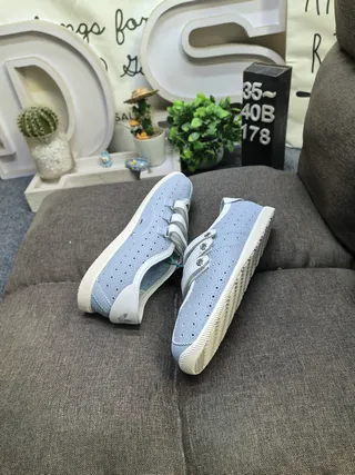 Light Blue Perforated Strap Mary Jane Shoes 6