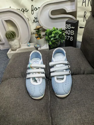 Light Blue Perforated Strap Mary Jane Shoes 10