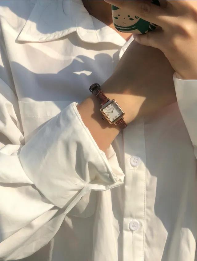 Lola Rose Mini Square Rose Gold Tone Brown Leather Quartz 手表 10