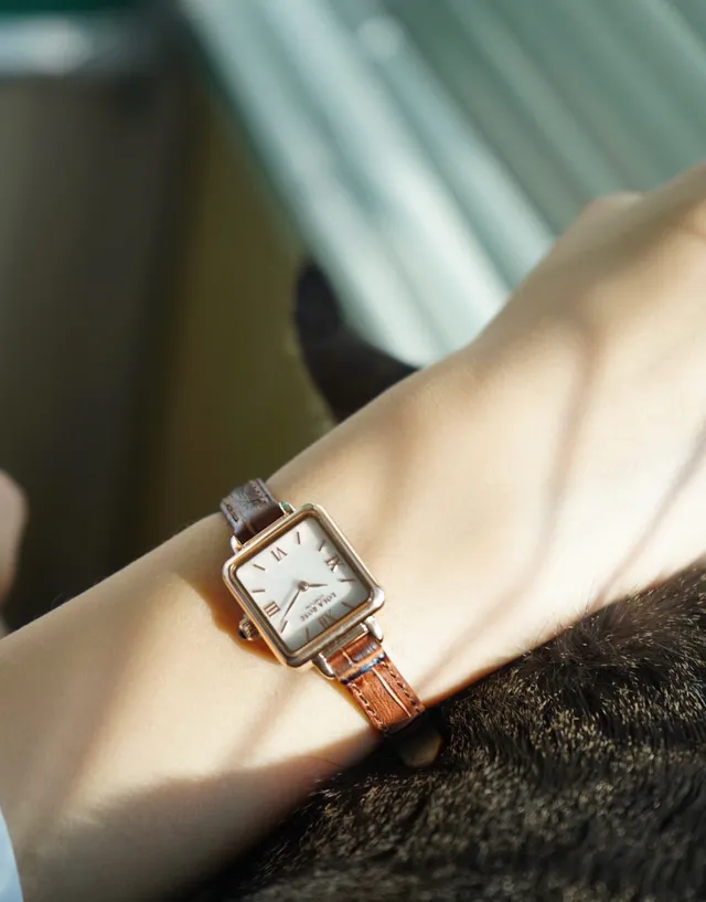 Lola Rose Mini Square Rose Gold Tone Brown Leather Quartz 手表 12