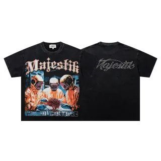 Majestik Brain Culture Distressed Black Graphic T-Shirt
