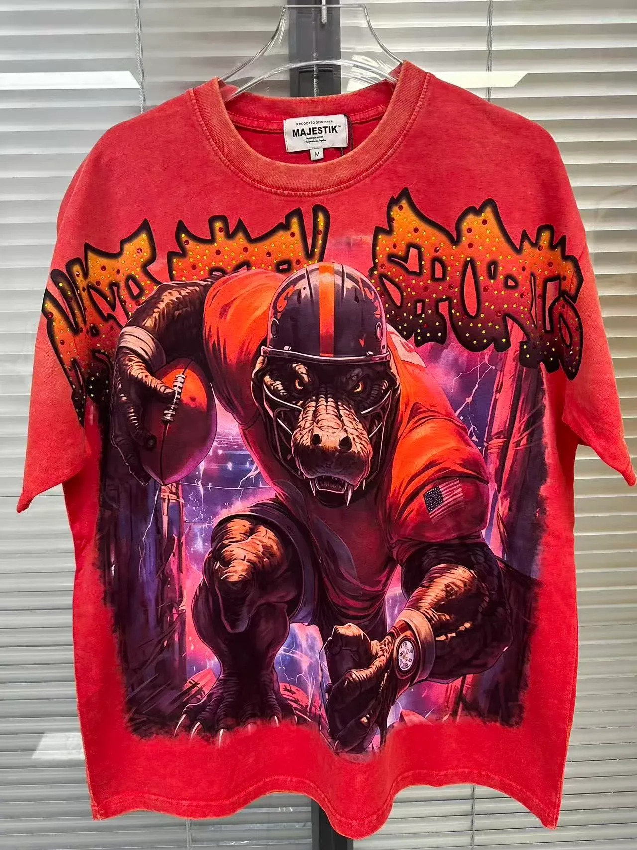 MAJESTIK Graphic Print Oversized Red T-Shirt 5