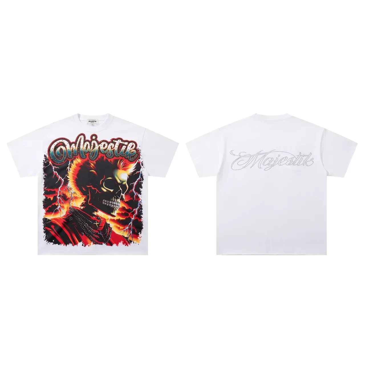 Majestik Graphic-Print Skull Lightning T-Shirt 2