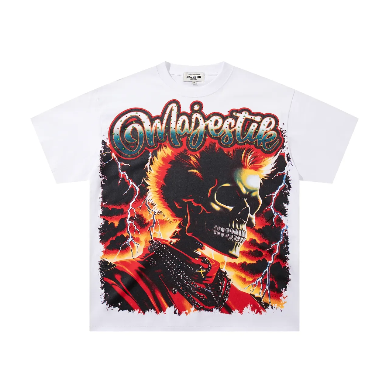 Majestik Graphic-Print Skull Lightning T-Shirt 3