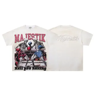 MAJESTIK Hell Pro Boxing Graphic Print Off-White T-Shirt