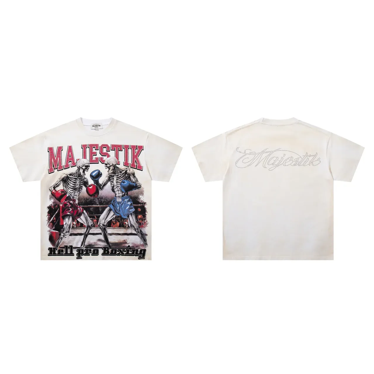 MAJESTIK Hell Pro Boxing Graphic Print Off-White T-Shirt 2