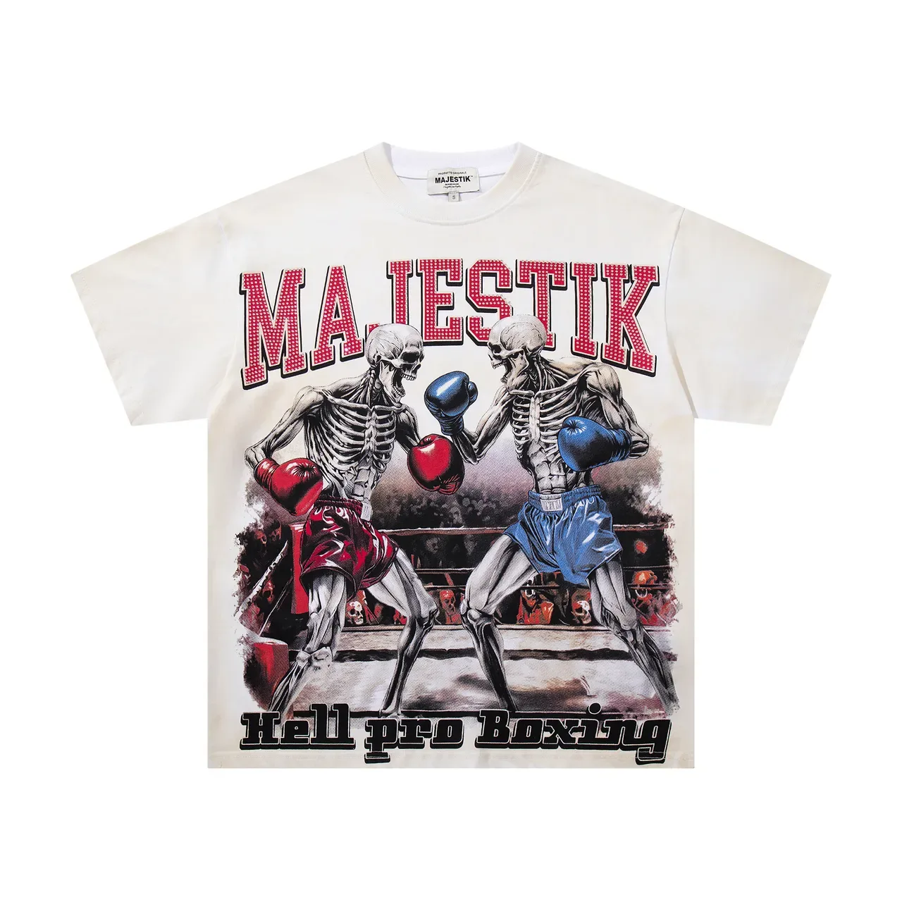 MAJESTIK Hell Pro Boxing Graphic Print Off-White T-Shirt 4