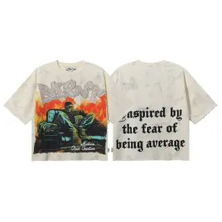 T-shirt oversize à lavage marbré et imprimé graphique