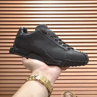 Matte Black Synthetic Low-Top Lace-Up Sneaker