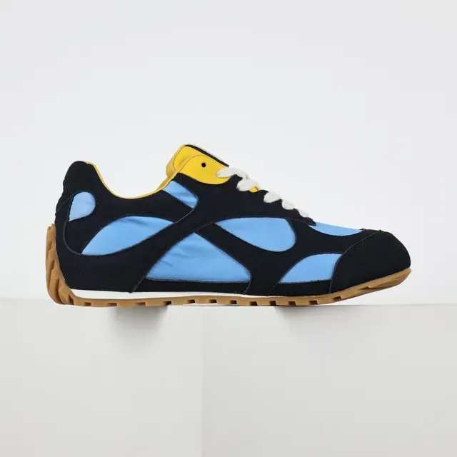 Navy Black Light Blue Yellow Retro Runner Sneakers 7