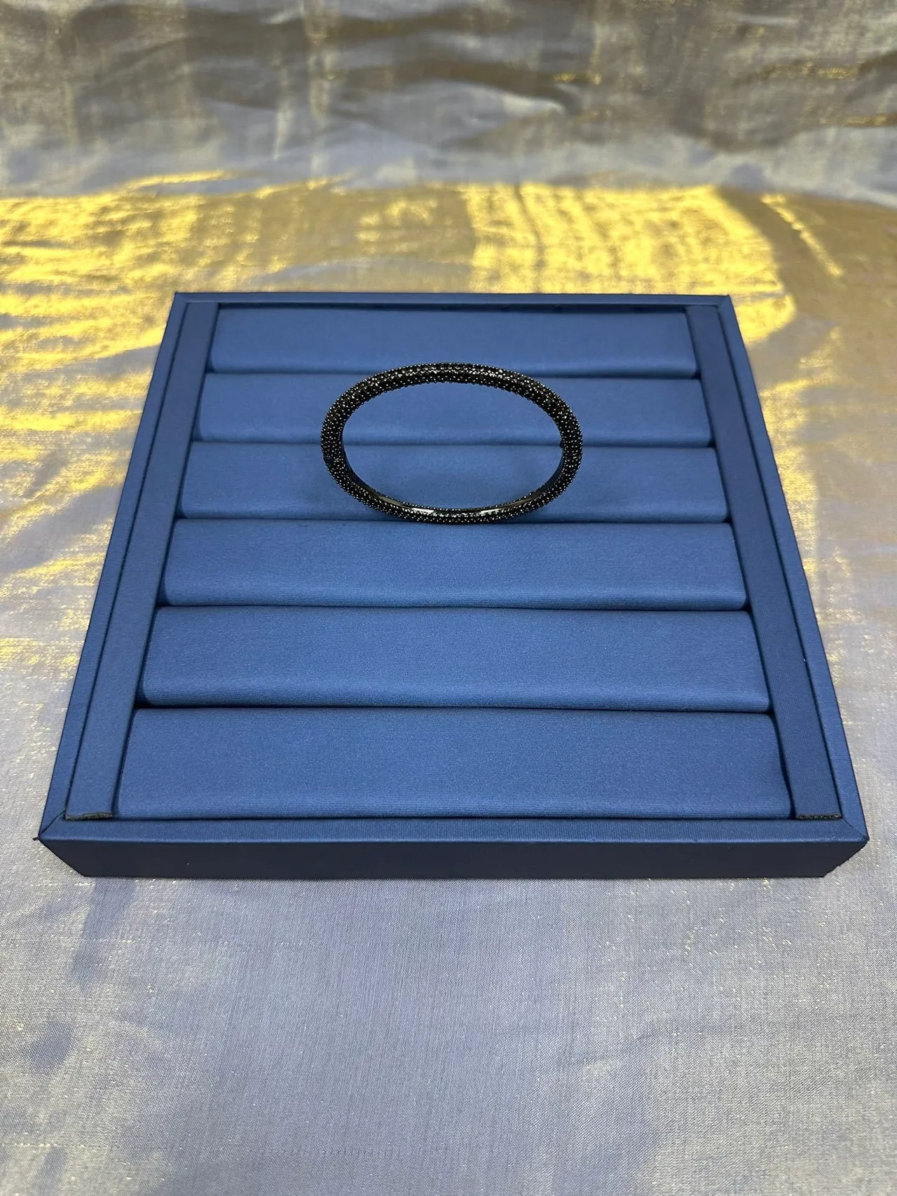 Navy Black Velvet-Lined Segmented Tray Jewelry 9
