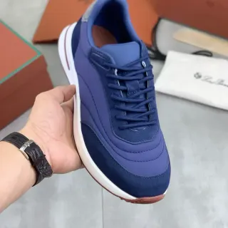 Navy White Layered Blue Upper Midsole Sneakers