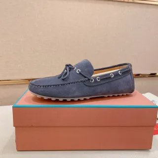 Navy White Suede Upper Rubber Pebble Sole Boat Shoes