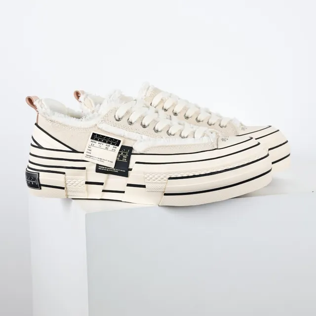 Off-White Cream and Black Striped Platform Sneaker 3