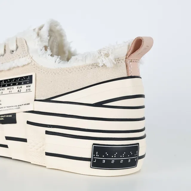 Off-White Cream and Black Striped Platform Sneaker 4