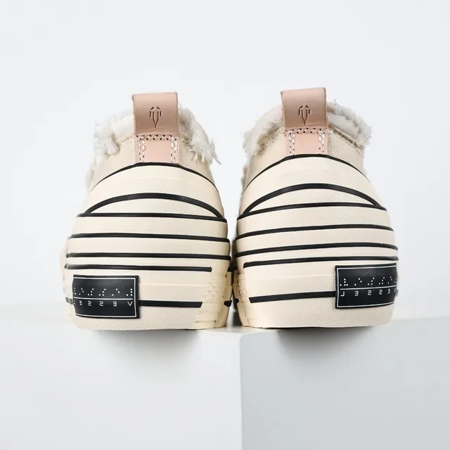 Off-White Cream and Black Striped Platform Sneaker 8