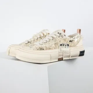Off-White Cream Fluffy Textile Platform Lifestyle Sneakers