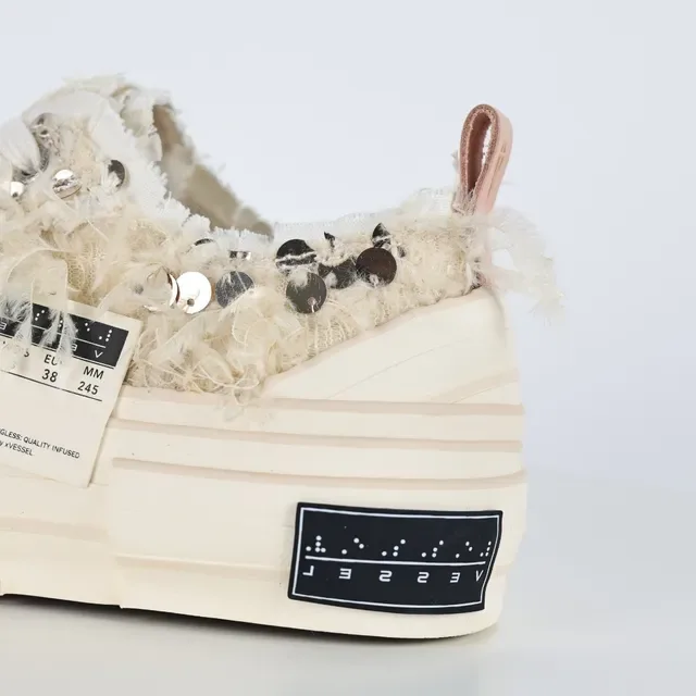 Off-White sneakers plateforme lifestyle textile fluffy crème 4