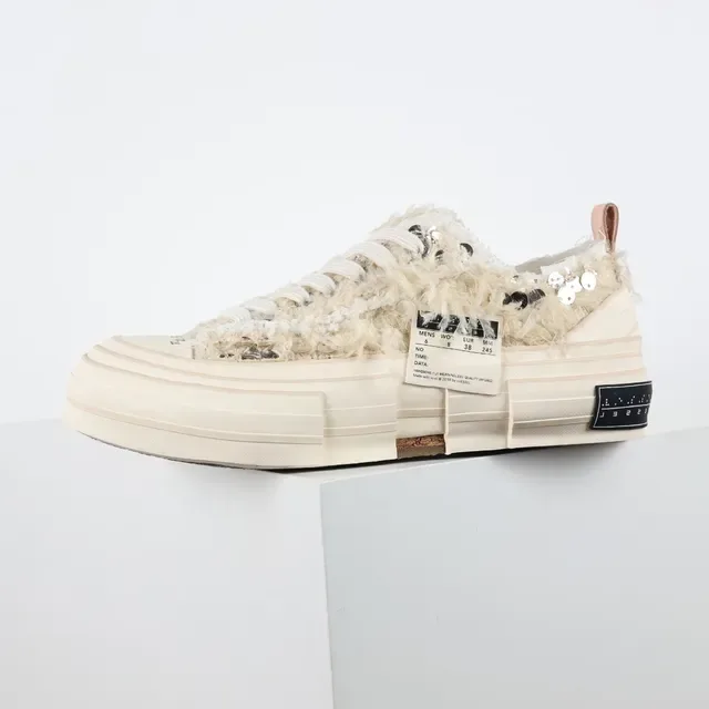 Off-White sneakers plateforme lifestyle textile fluffy crème 9