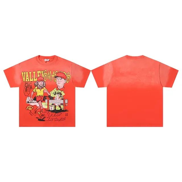 Camiseta oversize naranja con estampado gráfico 2